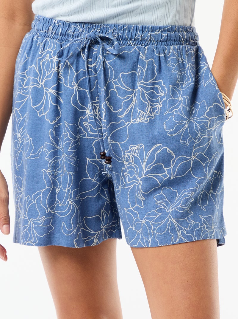 Short leggeri con 2 tasche in misto lino Blu - Kiabi