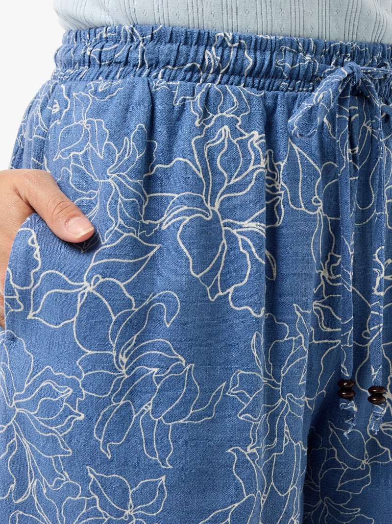 Short leggeri con 2 tasche in misto lino Blu - Kiabi