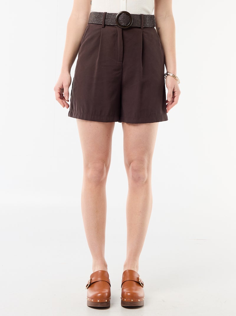 Short leggero + cintura con fibbia Marrone - Kiabi