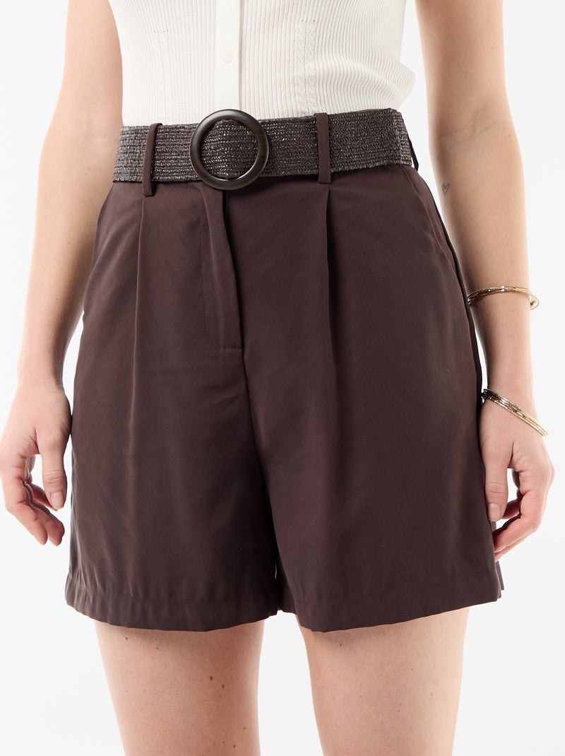 Short leggero + cintura con fibbia Marrone - Kiabi