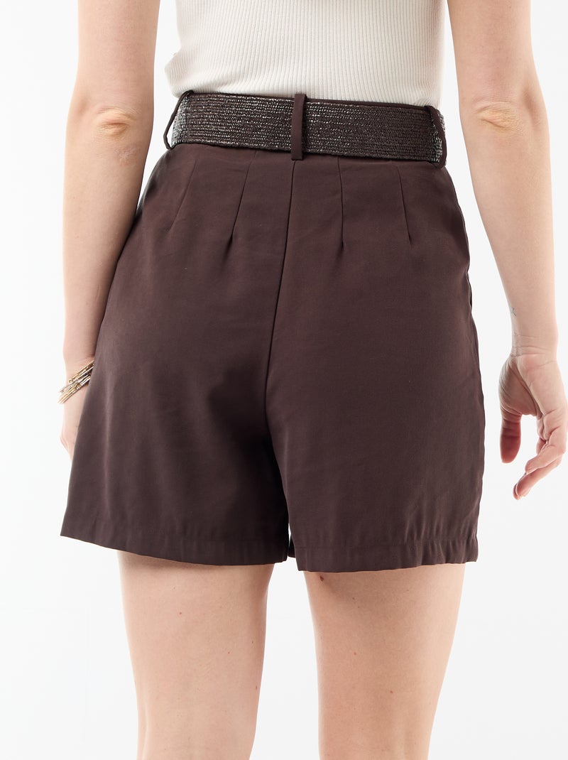 Short leggero + cintura con fibbia Marrone - Kiabi