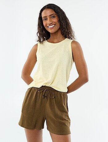 Short leggero con 2 tasche in misto lino