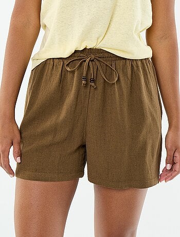 Short leggero con 2 tasche in misto lino