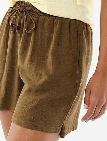 Short leggero con 2 tasche in misto lino