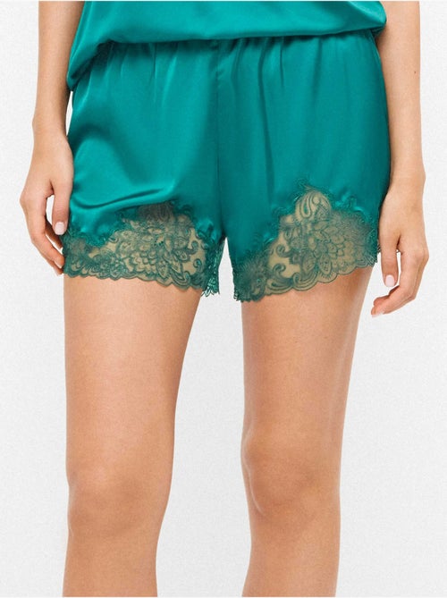 Short lenciero in colore verde bottiglia con ricami - Kiabi Short lenciero in colore verde bottiglia con ricami - Kiabi