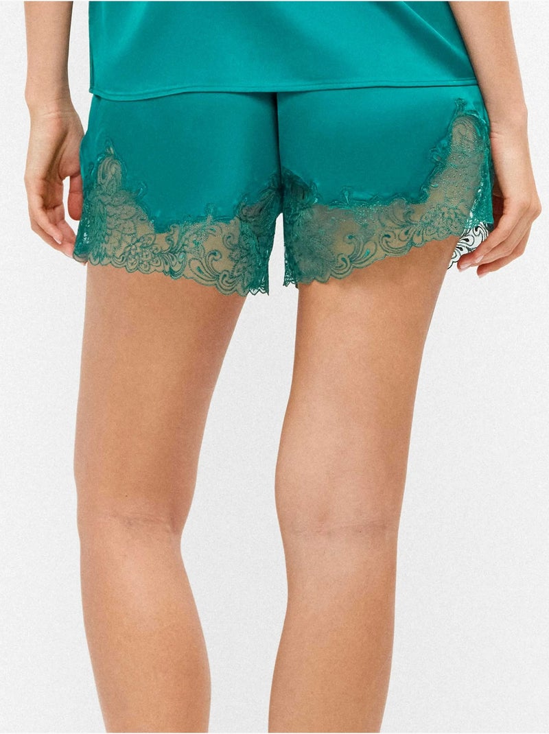 Short lenciero in colore verde bottiglia con ricami Blu Verde - Kiabi