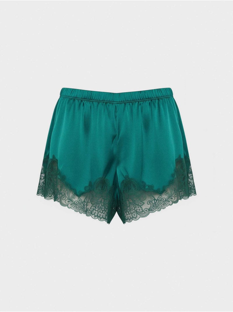 Short lenciero in colore verde bottiglia con ricami Blu Verde - Kiabi
