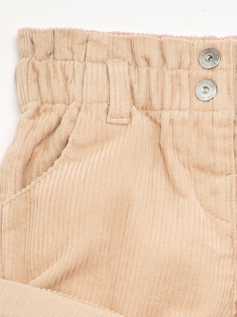 Short paperbag in velluto a costine Beige - Kiabi