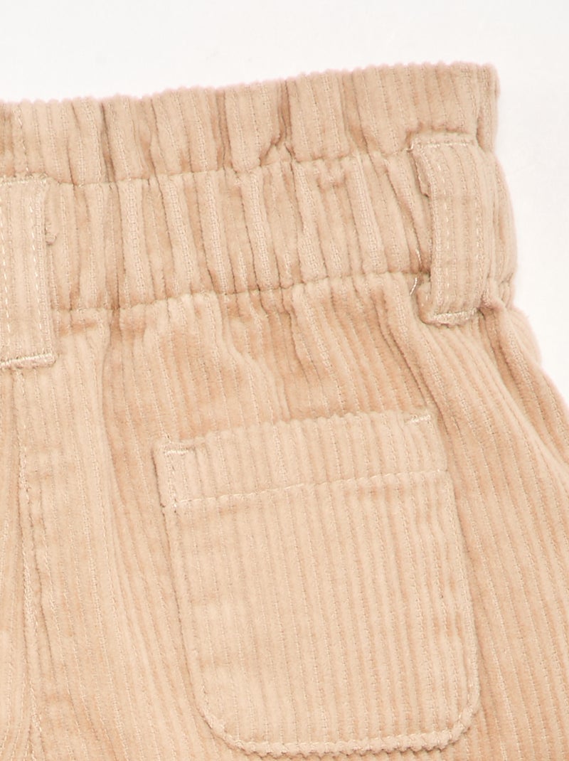 Short paperbag in velluto a costine Beige - Kiabi