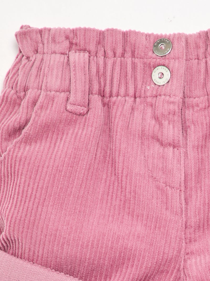 Short paperbag in velluto a costine Rosa - Kiabi