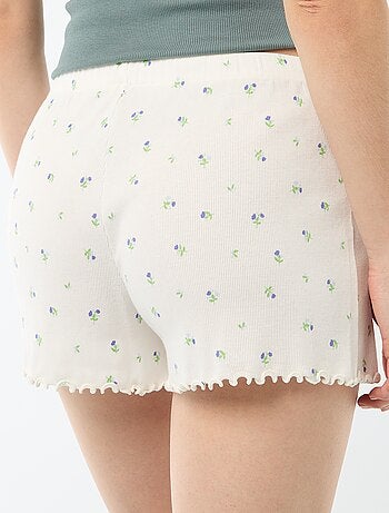 Short pigiama corto in cotone con stampa floreale all-over
