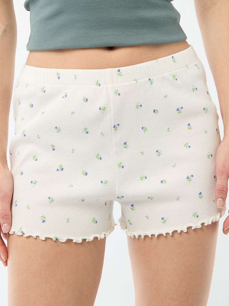Short pigiama corto in cotone con stampa floreale all-over Bianco - Kiabi