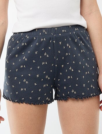 Short pigiama corto in cotone con stampa floreale all-over
