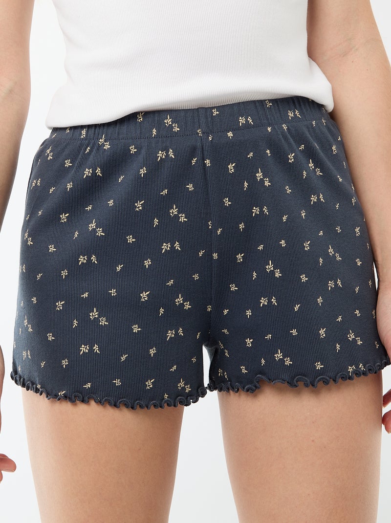 Short pigiama corto in cotone con stampa floreale all-over Blu - Kiabi