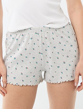 Short pigiama corto in cotone con stampa floreale all-over