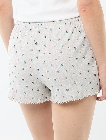 Short pigiama corto in cotone con stampa floreale all-over