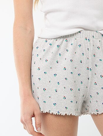 Short pigiama corto in cotone con stampa floreale all-over