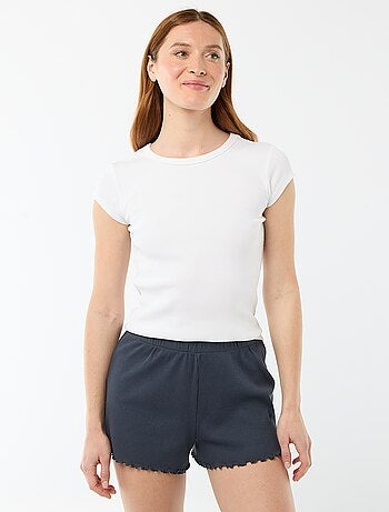 Short pigiama corto in cotone con stampa floreale all-over