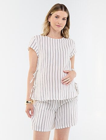 Short premaman in lino stampato