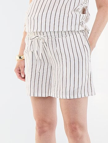 Short premaman in lino stampato