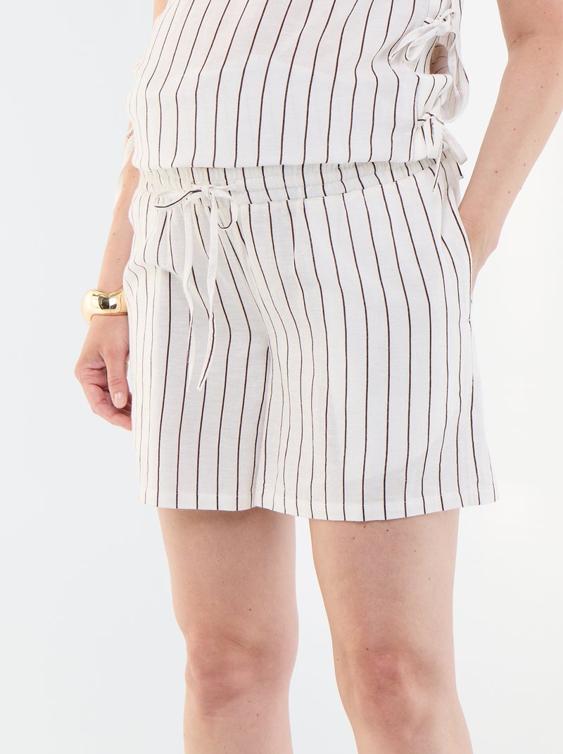 Short premaman in lino stampato Bianco - Kiabi