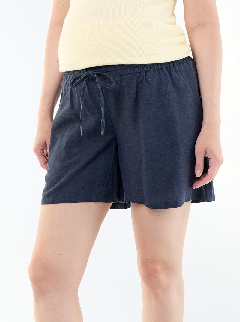 Short premaman in lino stampato Blu - Kiabi