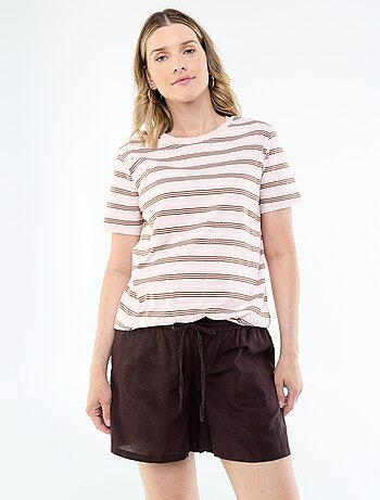 Short premaman in lino stampato