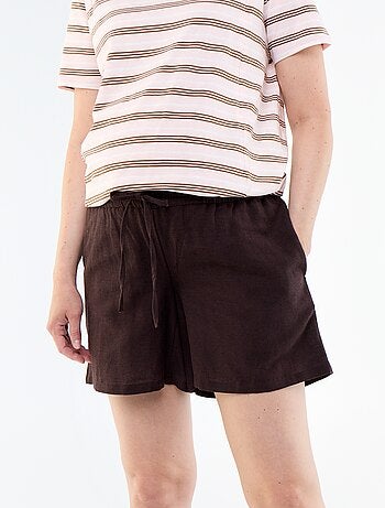 Short premaman in lino stampato