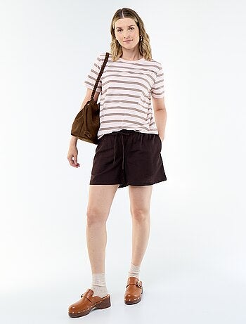 Short premaman in lino stampato