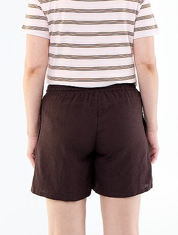 Short premaman in lino stampato