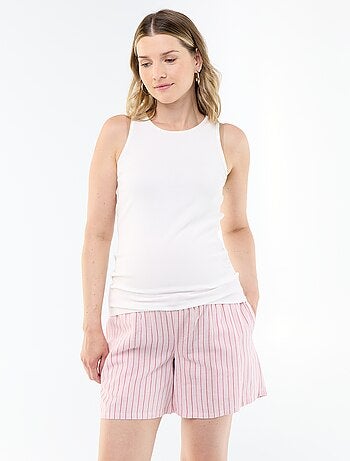 Short premaman in lino stampato