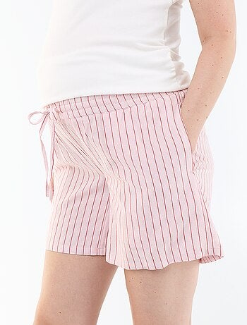Short premaman in lino stampato
