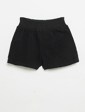 Short ricamato in garza di cotone