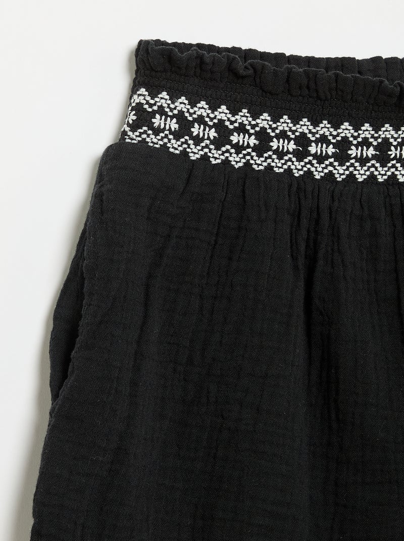 Short ricamato in garza di cotone Nero - Kiabi