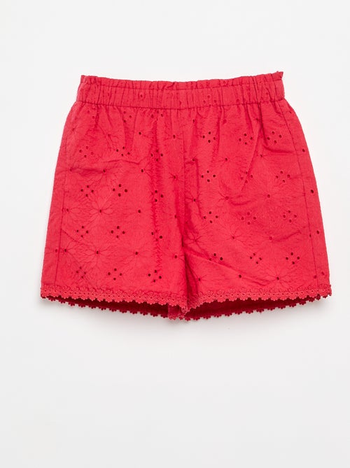 Short rosso con ricami sangallo - Kiabi Short rosso con ricami sangallo - Kiabi