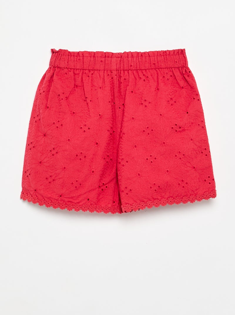 Short rosso con ricami sangallo Rosso - Kiabi