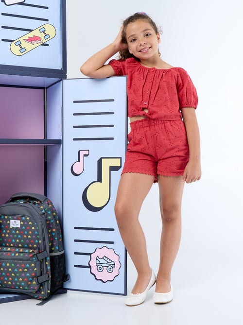 Short rosso con ricami sangallo - Kiabi