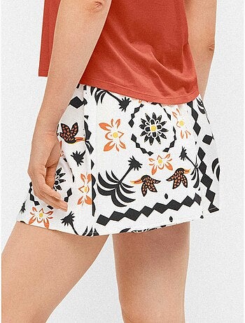 Short silhouette evasé con stampa tropicale