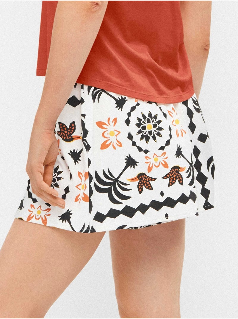Short silhouette evasé con stampa tropicale Multicolore - Kiabi