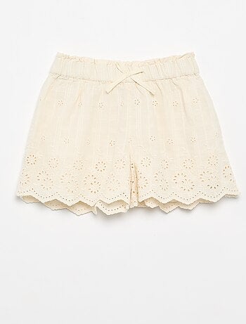 Short tinta unita con ricami sangallo