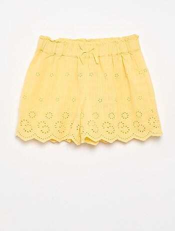 Short tinta unita con ricami sangallo