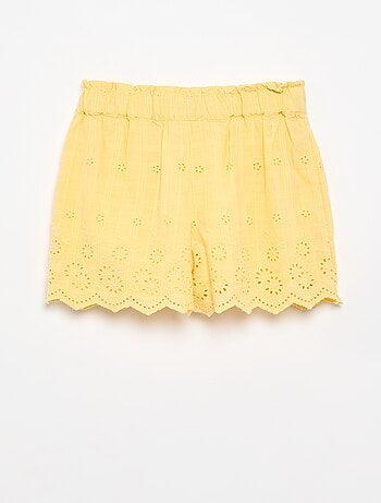 Short tinta unita con ricami sangallo