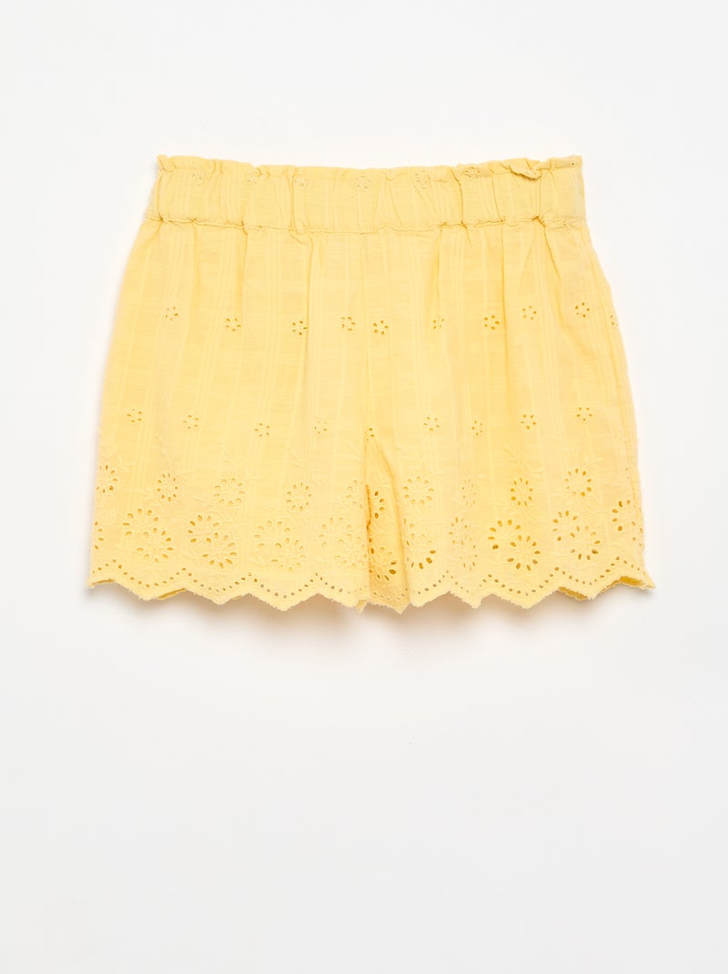 Short tinta unita con ricami sangallo Giallo - Kiabi