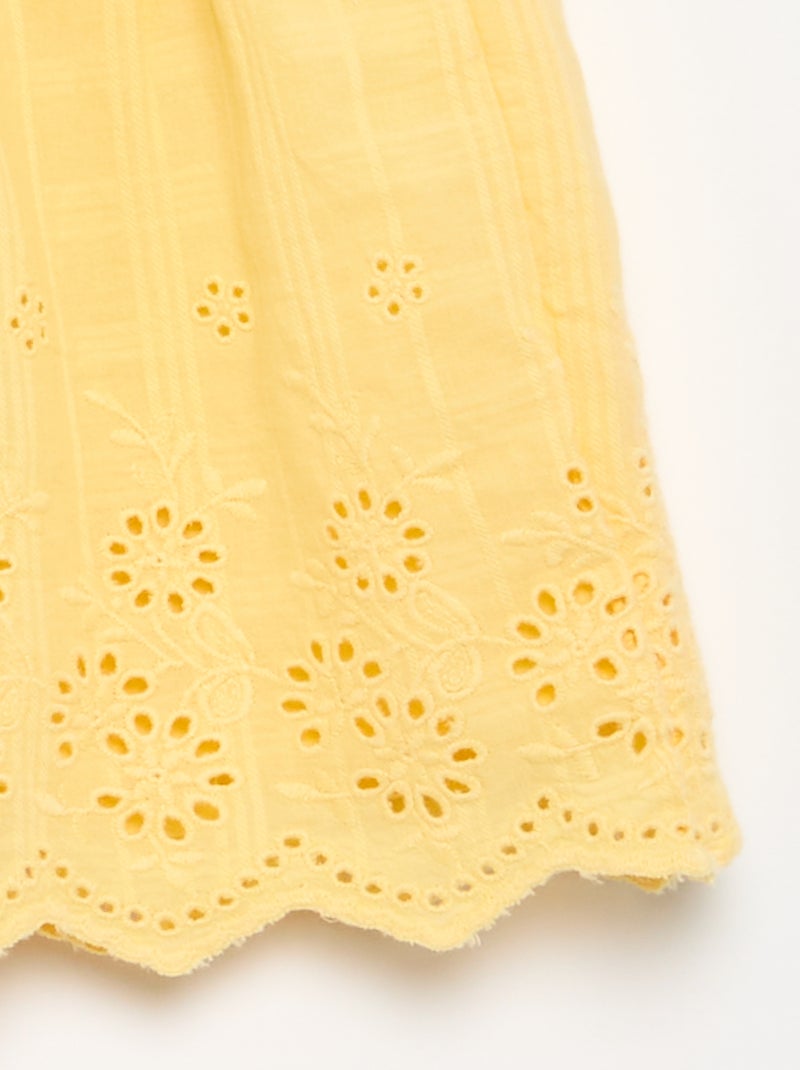 Short tinta unita con ricami sangallo Giallo - Kiabi