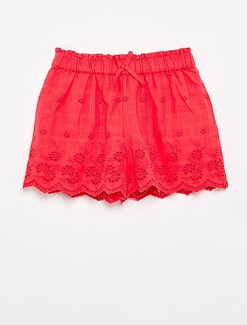 Short tinta unita con ricami sangallo