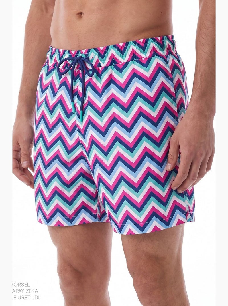 Short uomo zigzag revival penti Bianco Rosa Blu - Kiabi