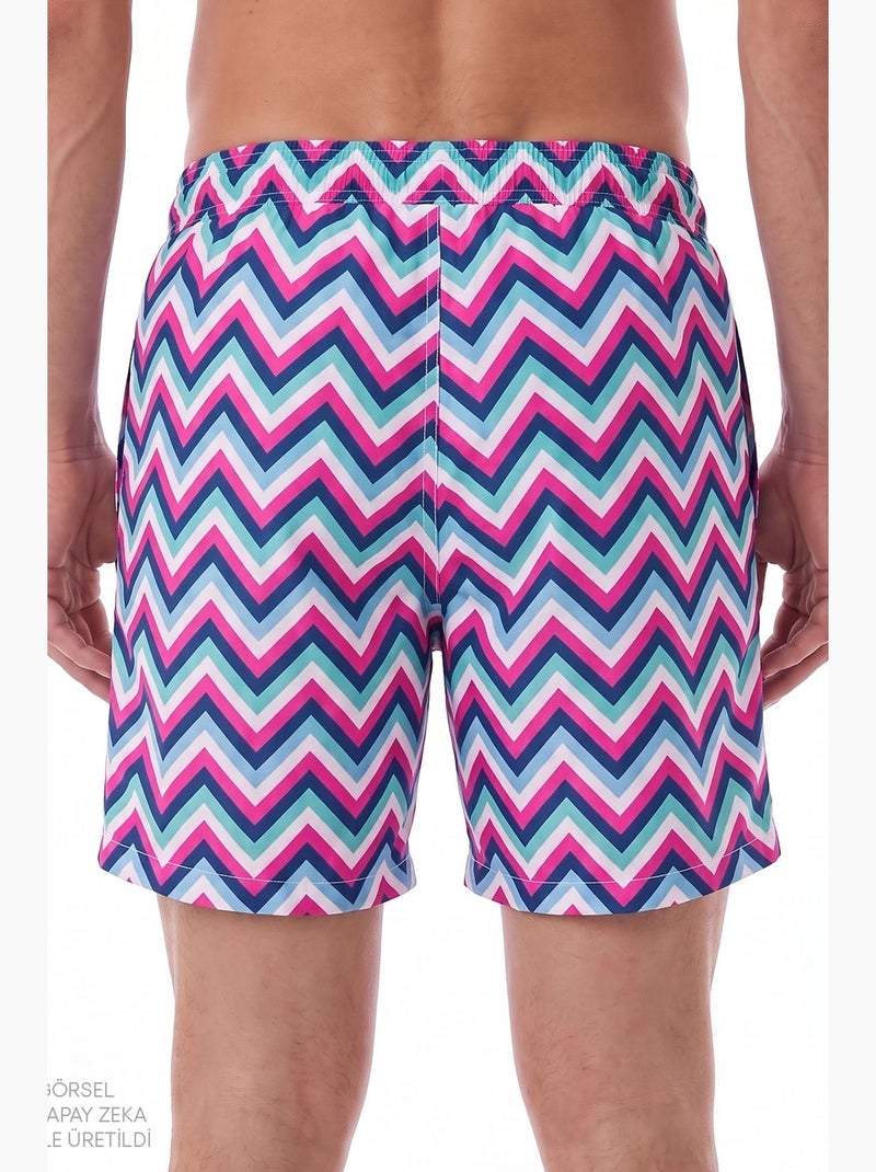 Short uomo zigzag revival penti Bianco Rosa Blu - Kiabi