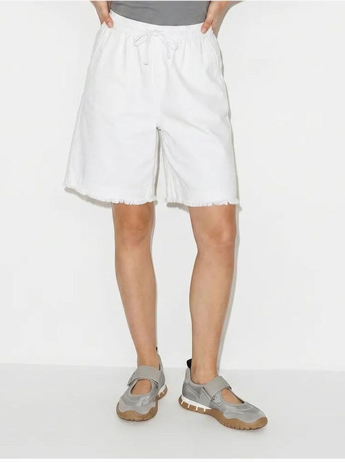 Shorts a gamba ampia a vita alta in misto cotone lucci - Kiabi Shorts a gamba ampia a vita alta in misto cotone lucci - Kiabi