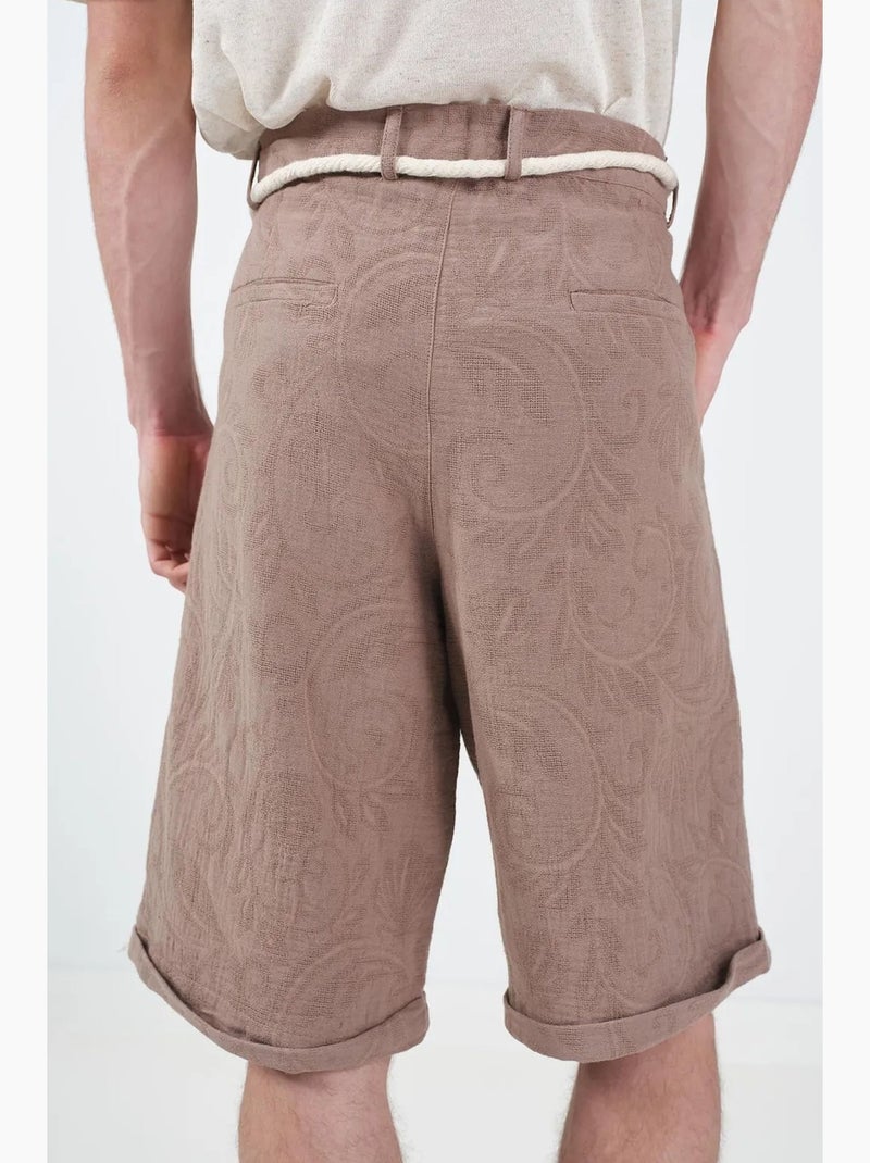 Shorts a gamba ampia a vita media testurizzati giesto Marrone chiaro - Kiabi