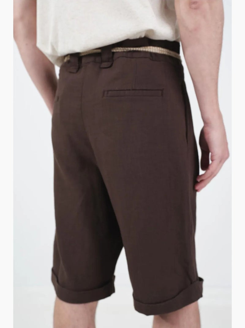 Shorts a gamba ampia relaxed fit a vita media con tasche giesto Marrone cioccolato - Kiabi